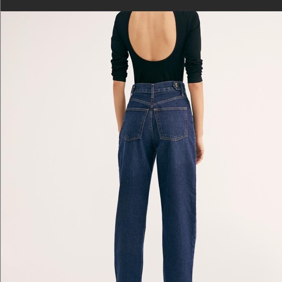 Free People Pleated Straight-Leg Jeans - Picture 2 of 3